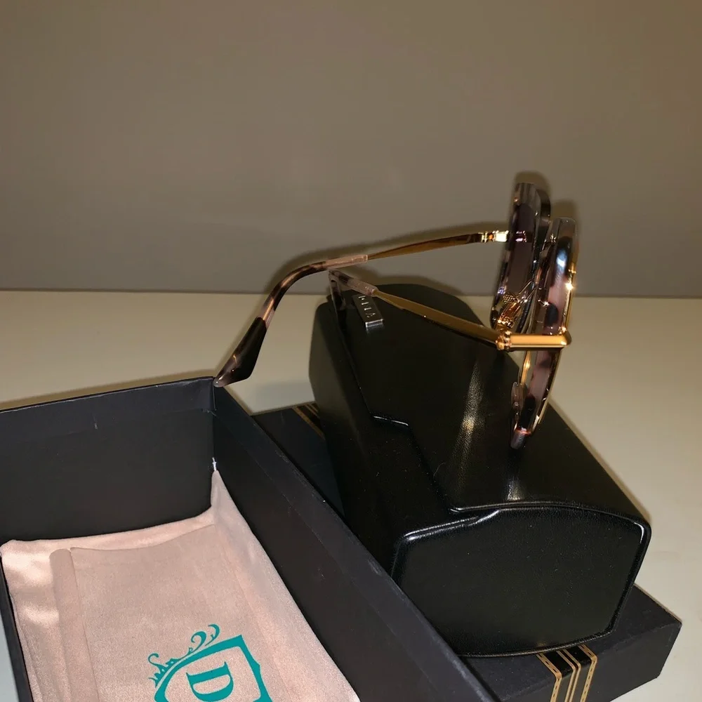 DITA Pink Tortoise Gold Trim Hexagonal Sunglasses - Picture 4 of 4